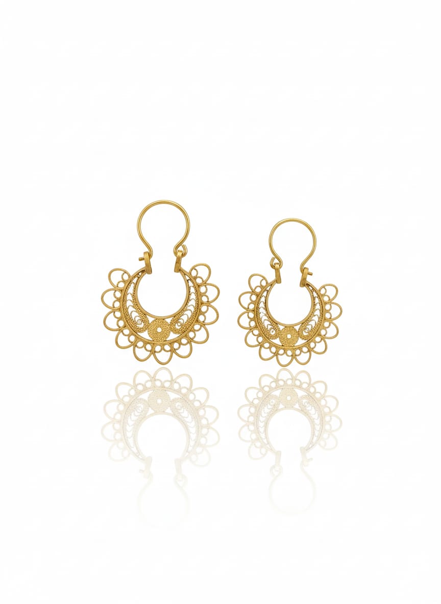 Aretes Tipo Reina - Baño de Oro 24k